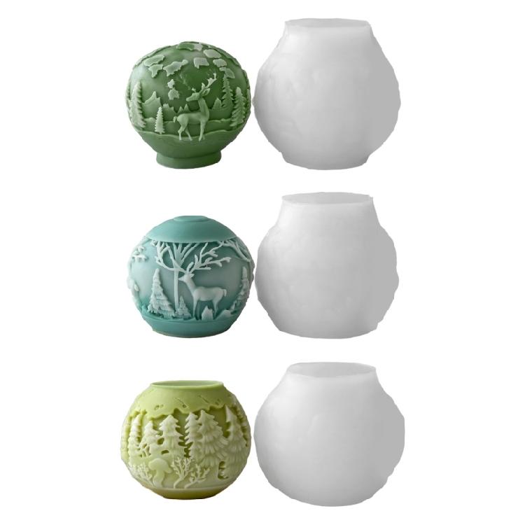 Festives Silicone Craft Christmasl Ball Mold Multipurpose Holiday Decorations And DIY Candle Soap Making Supplies
