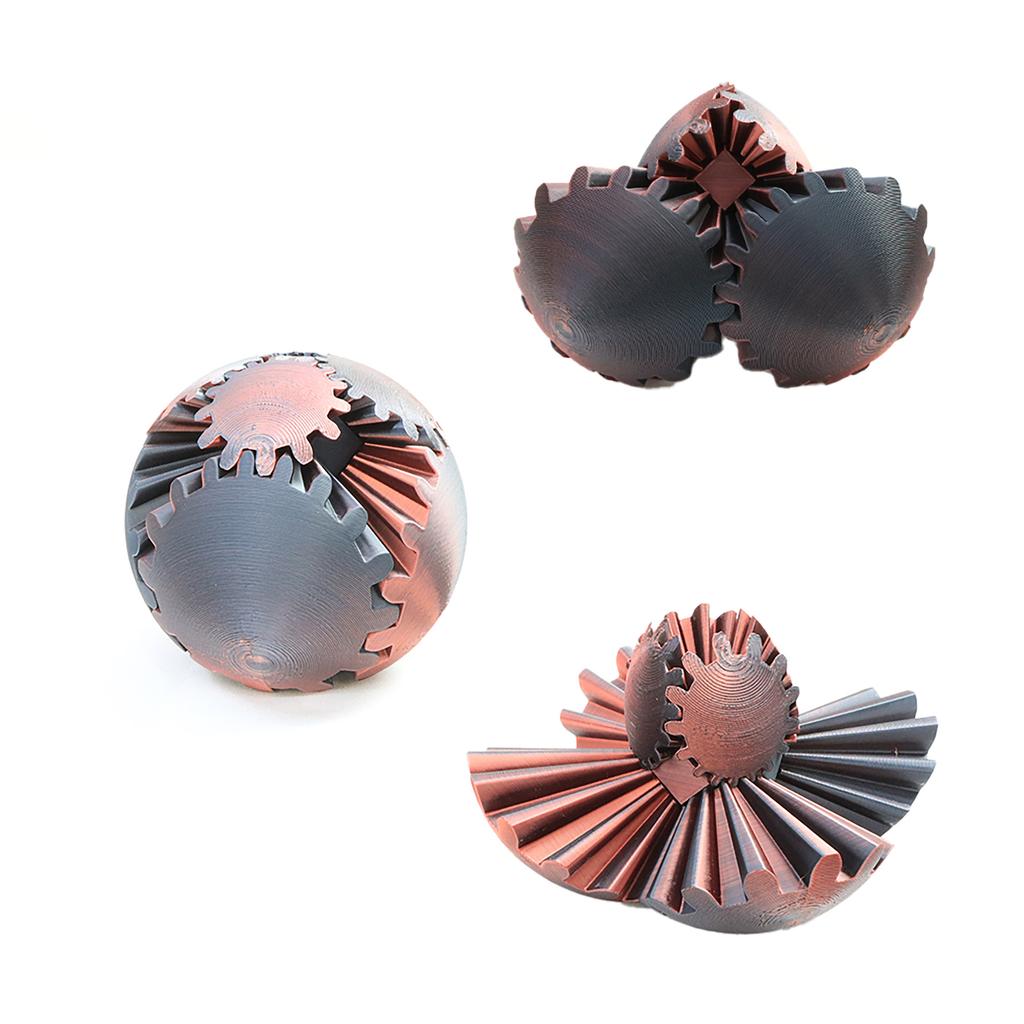 Gear Ball 3D Printed Spin Ball - Smooth Rotating Desk Sculpture For Relaxation And Focus, Unique Office Decor For Adults