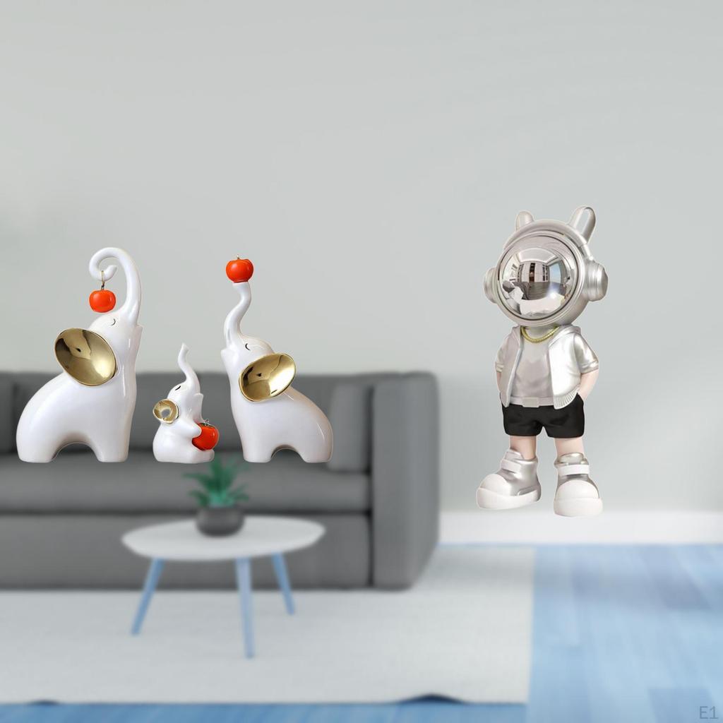 Elephant Astronaut Sculptures Creative Animal Statues Modern Figurines for Desk Living Room Bedroom