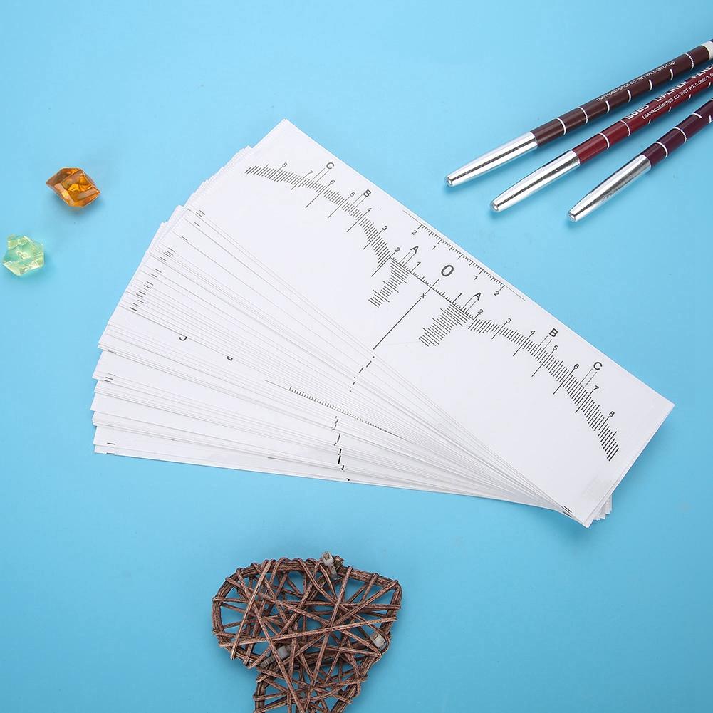 50Pcs Disposable Eyebrow Tattoo Ruler Sticker Microblading Measure Tool
