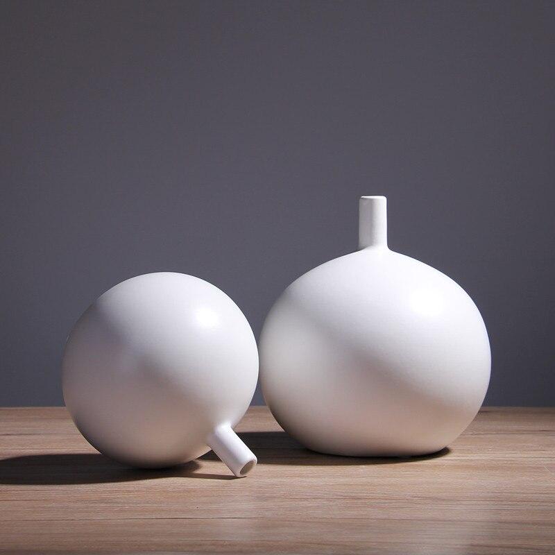 Nordische minimalistische Keramik-Hydrokultur-Vase, rund, Bürotisch, matt, Blumenvasen, Heimdekoration, Ornamente