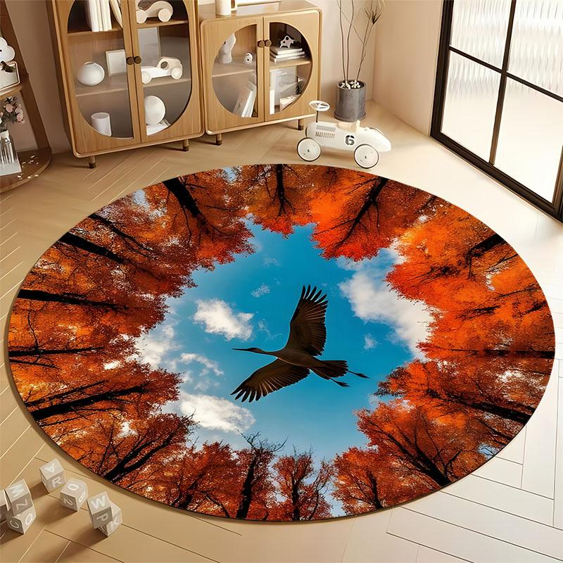 

Autumn Forest Sky Rug for Living Spaces round carpet for home sofa bedroom, gift Diameter 60cm