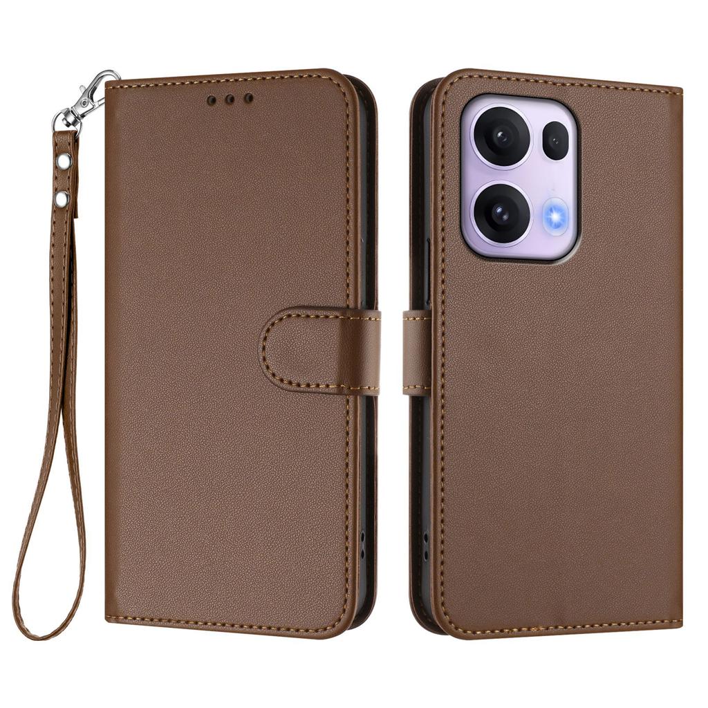 For Oppo Reno13 Pro 5G Leather Case Wallet Stand Phone Cover with Wrist Strap