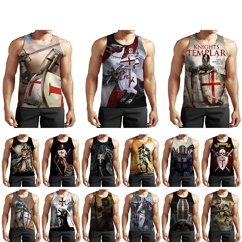 

Crusader Печатный 3D жилет Мужской тамплиер Узор Топ Без рукавов Спорт Плюс Размер