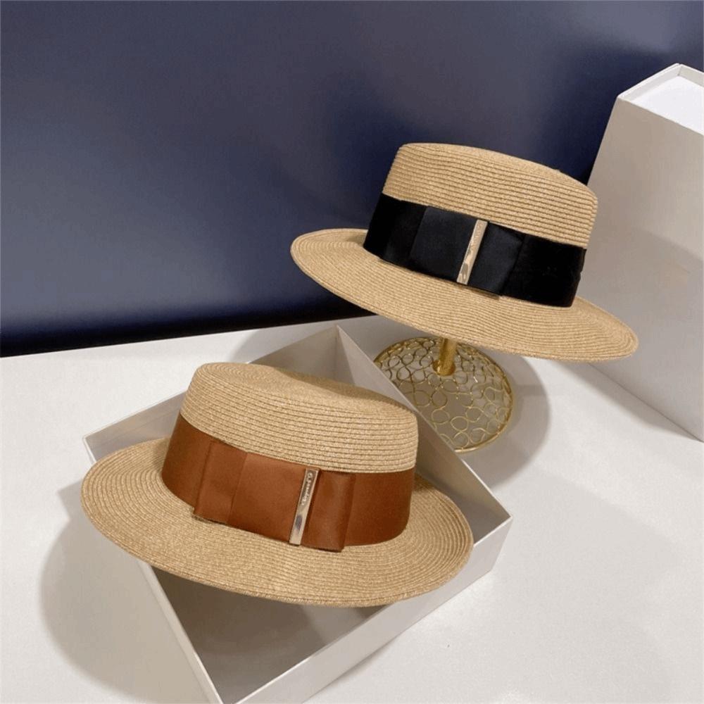 British Style Satin Bow Ladies Sun Hat Wide Brim Elegant Sun Protection Hat Sun Protection Visor Cap Outdoor Activities