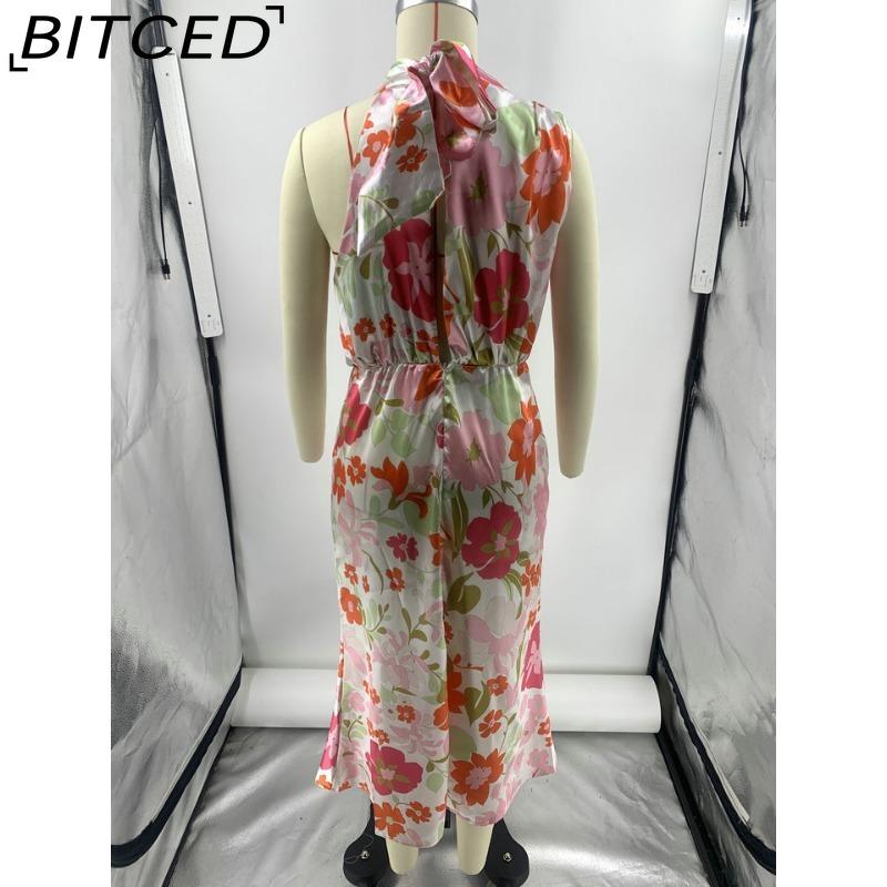 BITCED Sleek and Sophisticated Women's Sleeveless Strappy Printed Satin Dress