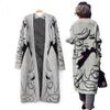 Woman Sweater Cardigan Loose Long Sleeve Beauty Print Fashion Woman's Clothing