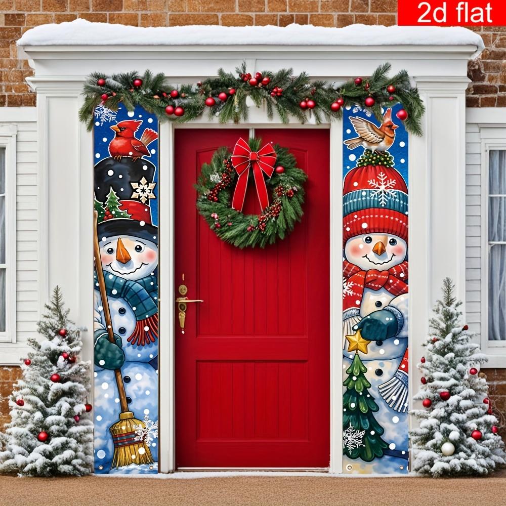 Merry Christmas Couplet Banner Snowman 1 Pair Polyester Indoor Outdoor Decor