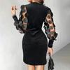 Hot Sale New V-Neck Lace Long Sleeve Hip Wrap Waist Dress