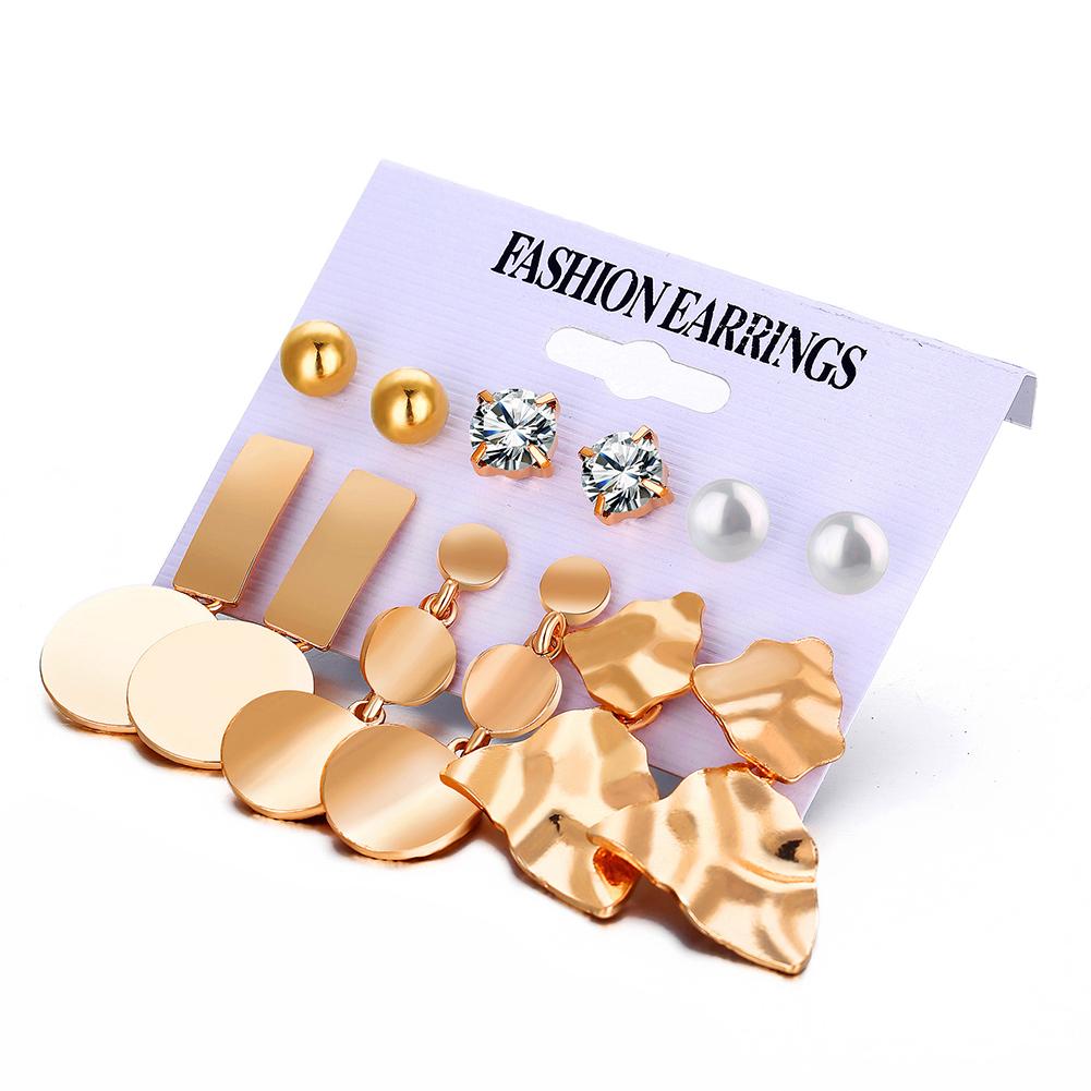 Fashion Women Metallic Element Round Irregularly Geometrical Ear Stud