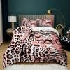 Leopard Print Duvet Cover Pink Cheetah Print Bedding Set Wild Animal Theme Comforter Cover for Girl Teens Microfiber Quilt Cover