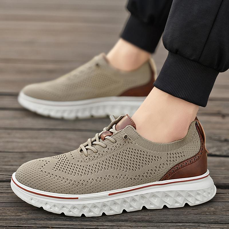 

Summer Mens Comfortable Casual Shoes Mesh Outdoor Sneakers Non-Leather Breathable Big Foot Trendy British Style Plus Size 48 хаки