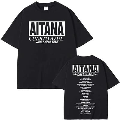 Camiseta Impresa Aitana Cuarto Azul 2026 World Tour Unisex Moda Callejera Gótica Harajuku Casual Cómoda Diaria Algodón