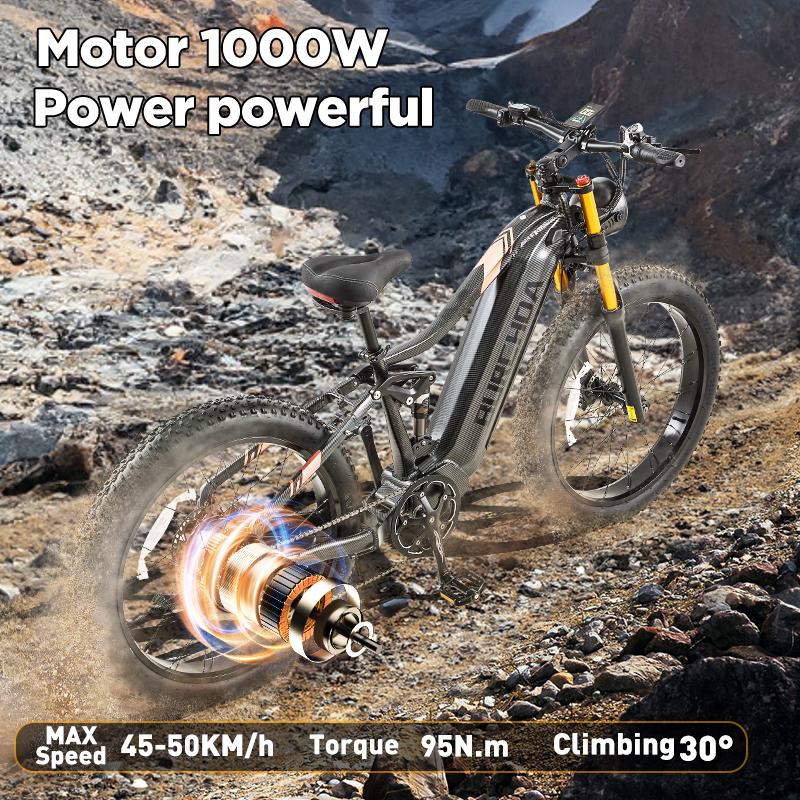 BURCHDA-HC26PRO electric bike for adults, 1500W motor, 48V 30AH battery, 26’ wide off-road tyres, mountain and snow electric bike, off-road bike