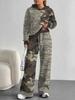 Color Graffiti European and American Autumn and Winter Casual Long-sleeved Suit Women's Hooded Sweater Trousers Two-piece Set