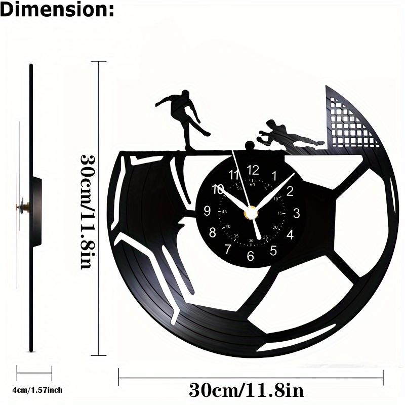 Soccer Vinyl Record Clock 12 Inch Sport Wall Clock Decor for Boy Room Home Bedroom Living Room Office Birthday Gift for Men