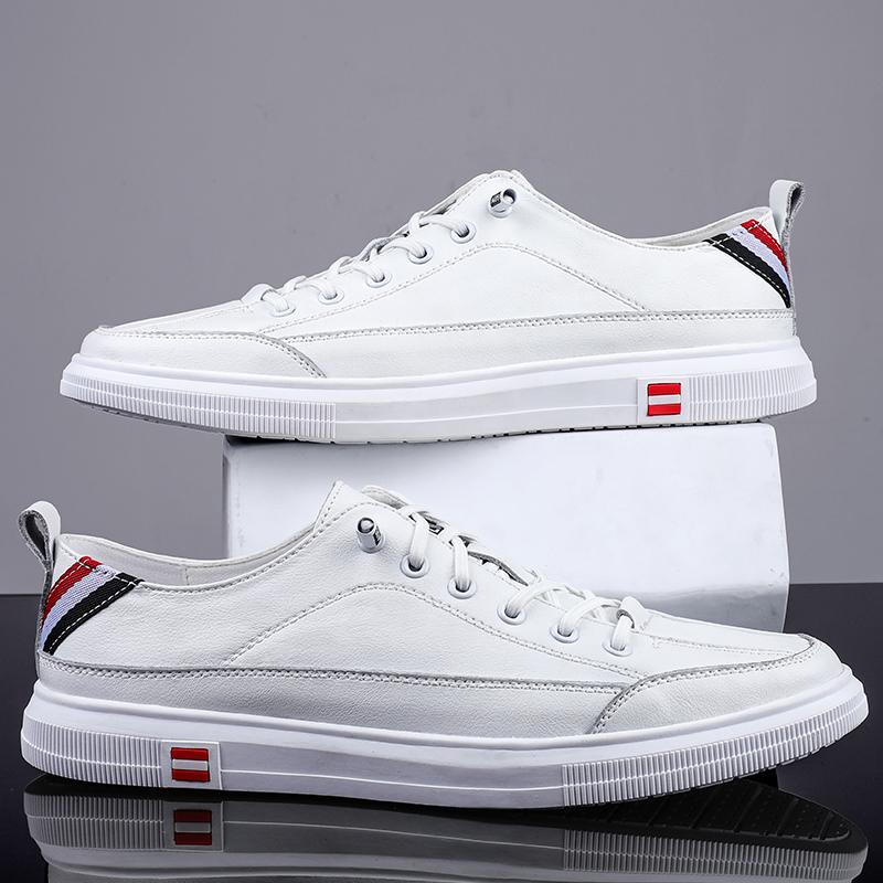 Men's Genuine Leather Shoes New Fashion Soft Casual Sneakers Men Comfortable Versatile Non-slip White Men's Shoes Fashion Flats