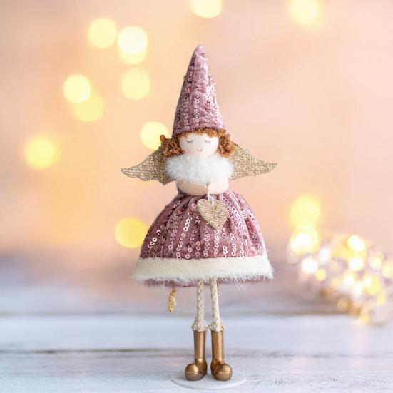 Christmas Angel Doll Ornament Handcrafted Fabric Angel Doll Plush Fairy Elf Figurine for Christmas Party New Year Birthday Wedding Decor