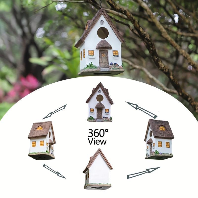 Rustic Hanging Bird House for Outdoor Garden - Handcrafted Wooden Bird Nest with Roof, Weather-Resistant Wild Bird Feeder