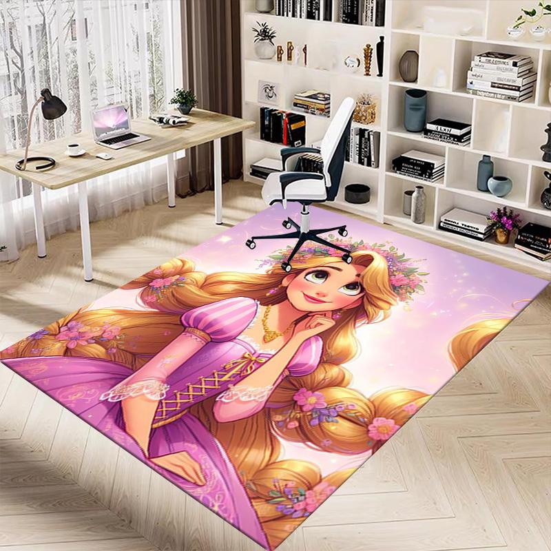 Princess Floral Crown Carpet For Playroom Bedroom Living Room Sofa Home Decorkids Game Area Rug Nonslip Floor Mat