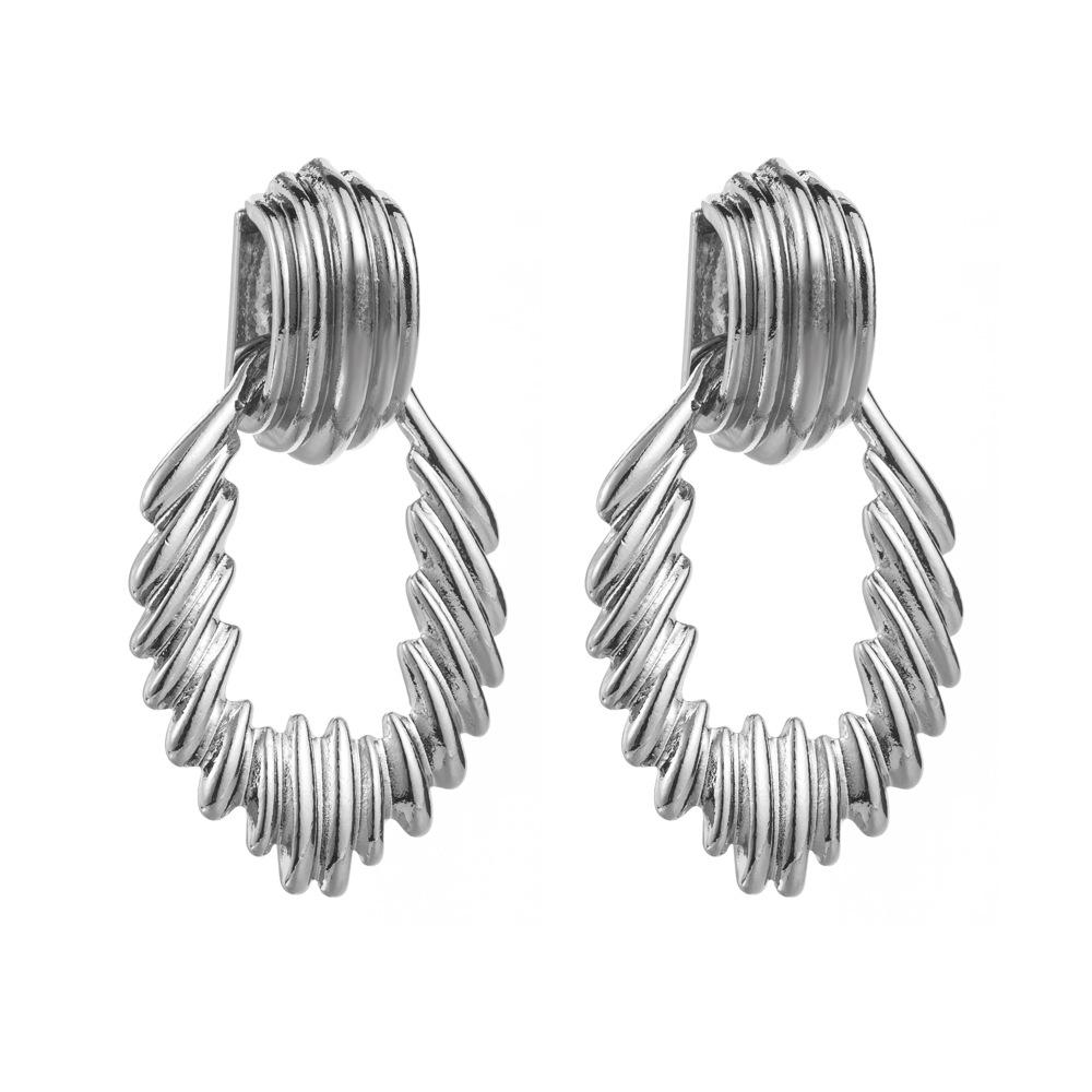 

Trendy Exaggerated Metallic Alloy Silver Needle Earrings in Cold European & American Style for Women серебряный