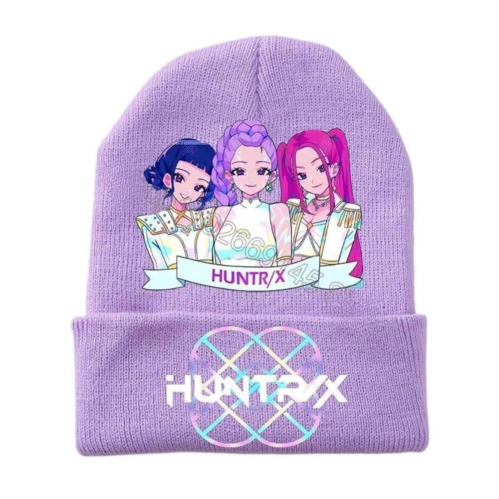Set 2 Pezzi Cappello a Maglia e Guanti Invernali - Design Anime Kpop Demon Hunters, Carini Accessori Caldi per Ragazzi e Ragazze