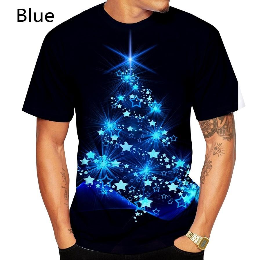 European And American Fashion Christmas 3d Digital Printing Men's T-shirt Loose Round Neck Short Sleeve