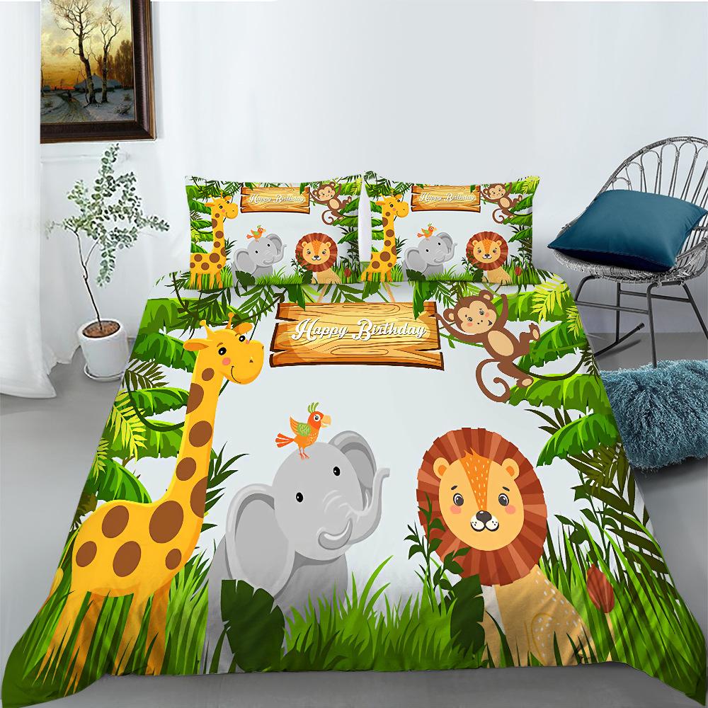 Cartoon Animal Digital Printing Bedding Two Three Piece Set Polyester