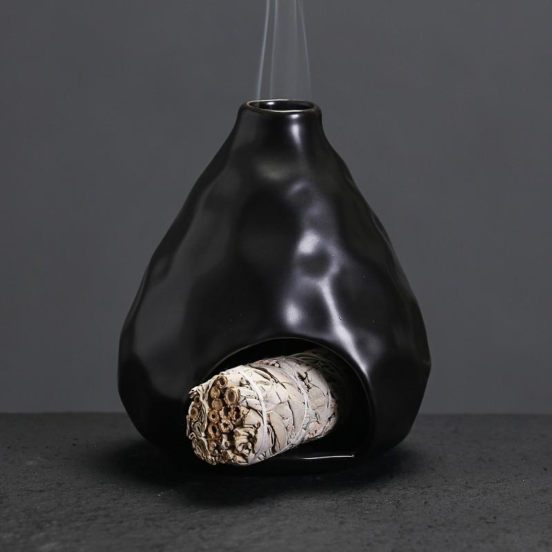 1pc Ceramic Sage Burning Tool Container Creative Atmosphere Decor Peru Palo Santo Tray Burner Home Decor (Without Incense)