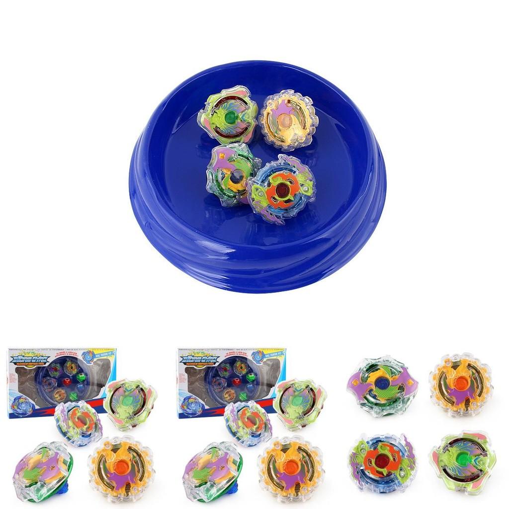Exciting Colorful Top Battle Set Durable Plastic Spinning Tops With Handle Arena