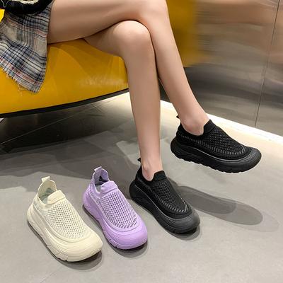 Fashion Mesh Hollow Breathable Women's Flat Shoes 2024 Autumn Trend Outdoor Leisure Comfortable Slip-on Walking Sneakers Zapatilla Mujer
