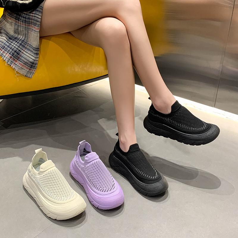 Fashion Mesh Hollow Breathable Women's Flat Shoes 2024 Autumn Trend Outdoor Leisure Comfortable Slip-on Walking Sneakers Zapatilla Mujer