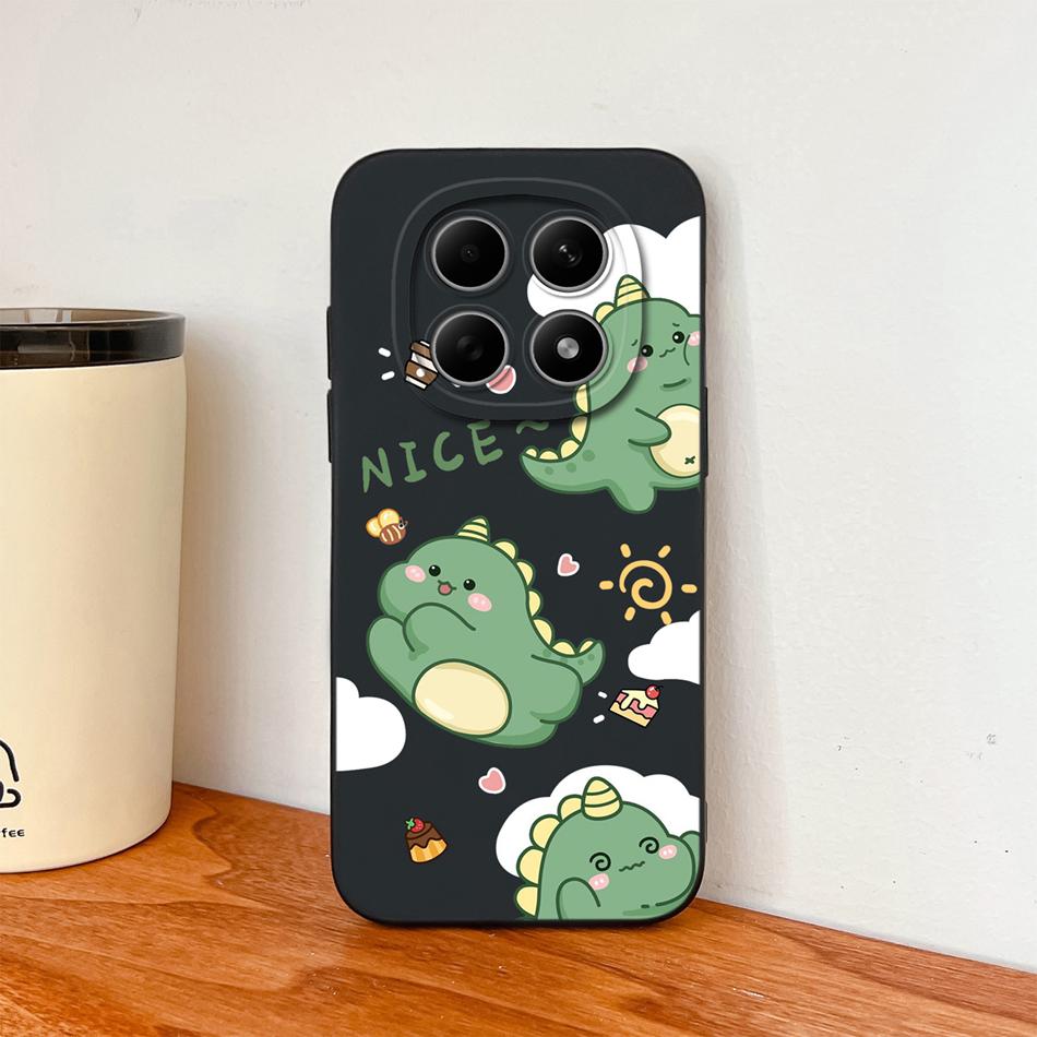 Cartoon Dinosaur Case For Poco M8 Pro 5G Back Cover For Poco M 8 Camera Lens Protection Soft Liquid Silicone Phone Protectors