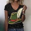 Women's Casual V Neck Short Sleeve T Shirt Oktoberfest Print Top Lightweight Soft Fabric Relaxed Fit Tee for Everyday Wear
