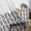 Geometric Yellow Gray Sheer Curtains For Living Room Bedroom Tulle Window Drapes For Kitchen Decoration