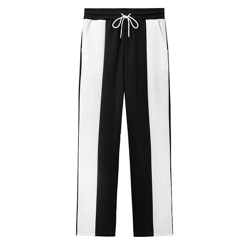 

Men s Color Block Striped Track Pants Casual Elastic Waist Drawstring Joggers Loose Fit Straight Leg Sweatpants For Sports & Daily Wear L чёрный