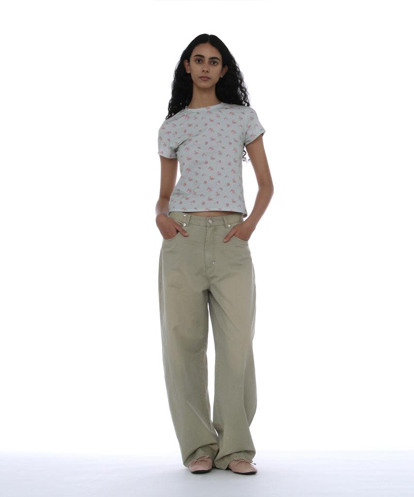 PARTIMENTO WOMEN Floral Printed Short Sleeve Tee_Mint