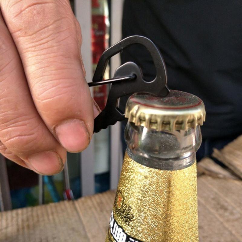Stainless Steel Keychain Bottle Opener Multifunctional Carabiner Multifunctional Outdoor Keychain Ring Bag Pendant