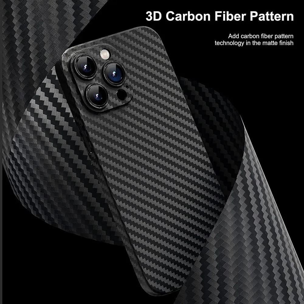 IPhone 16 15 14 13 12 11 Pro Max 7 8 Plus Cover Soft Shell 0.3mm Ultra Thin Carbon Fiber Texture Hard Phone Case