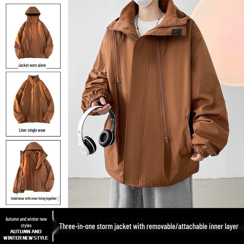 Brand Same Hooded Windbreaker: Unisex Three-in-One Functional Jacket for Autumn/Winter Mountaineering