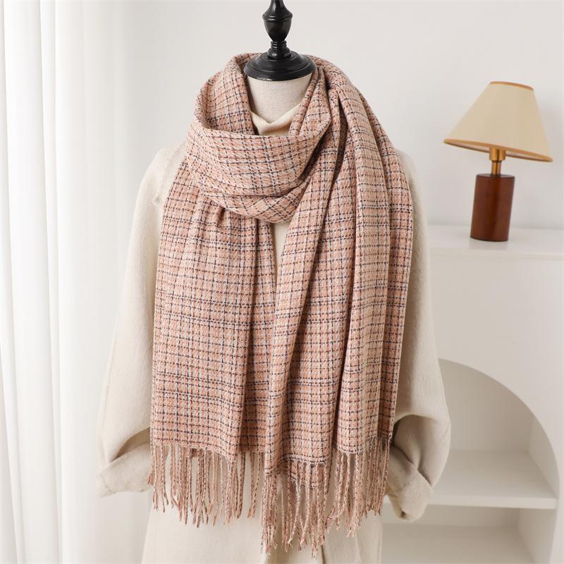 

Stripe Plaid Winter Women Scarf Imitation Cashmere Blanket Thick Warm Pashmina Shawl Wraps Tassel Poncho Stoles Echarpe 68x206cm