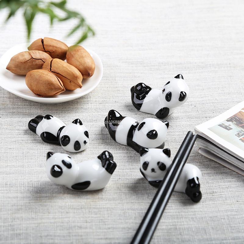 1Pcs Cute Panda Pillow Chopsticks Holder Japanese Ceramic Chopstick Ceramic Home Decor Spoon Holder Tableware Kitchen Tools
