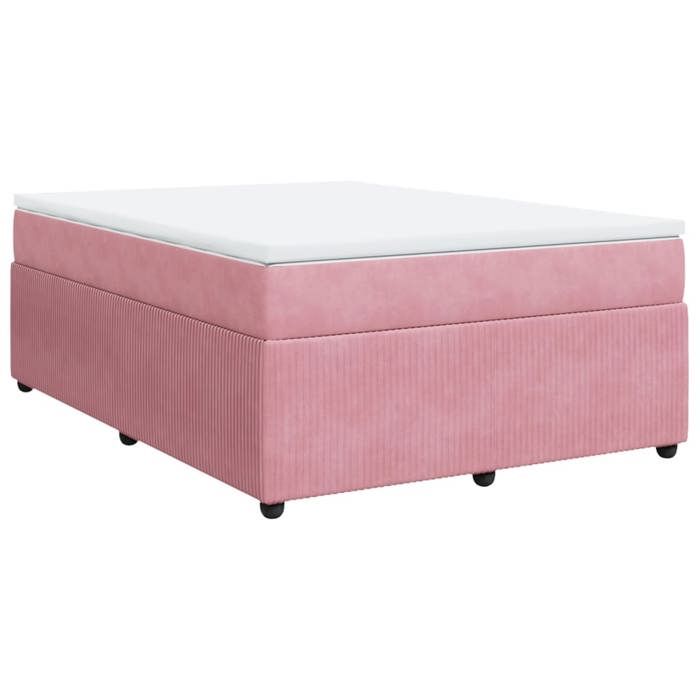 VidaXL Slatted Bed Base with Mattress Pink 140x200 Cm Velvet 3285649