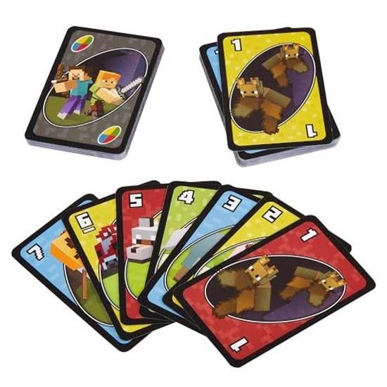 Mattel Game UNO Minecraft Party Goods Educational Card 112 Cards 2-10 Players Ages 7 Up Green FPD61