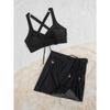 Vintage Black Two Piece Bikini Set 2026 Women Pleate Drawstring Push Up High Waist Skirt Swimwear Beach Bathing Suit Swimsuit