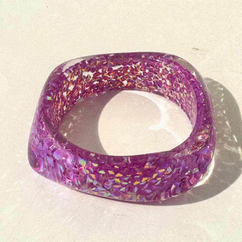 Аксессуары, преувеличенные круглые браслеты с блестками из смолы, прозрачные браслеты оптом