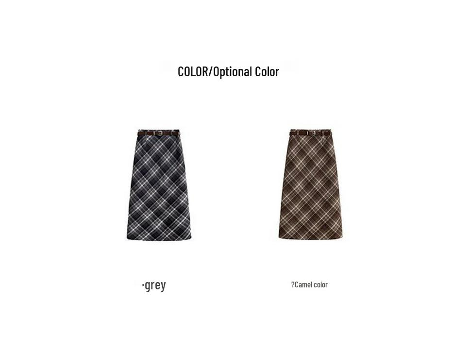 Melanoid Retro Plaid High-Waist Wool Skirt - Women's Trendy Slimming Comfort for Spring/Autumn 2026