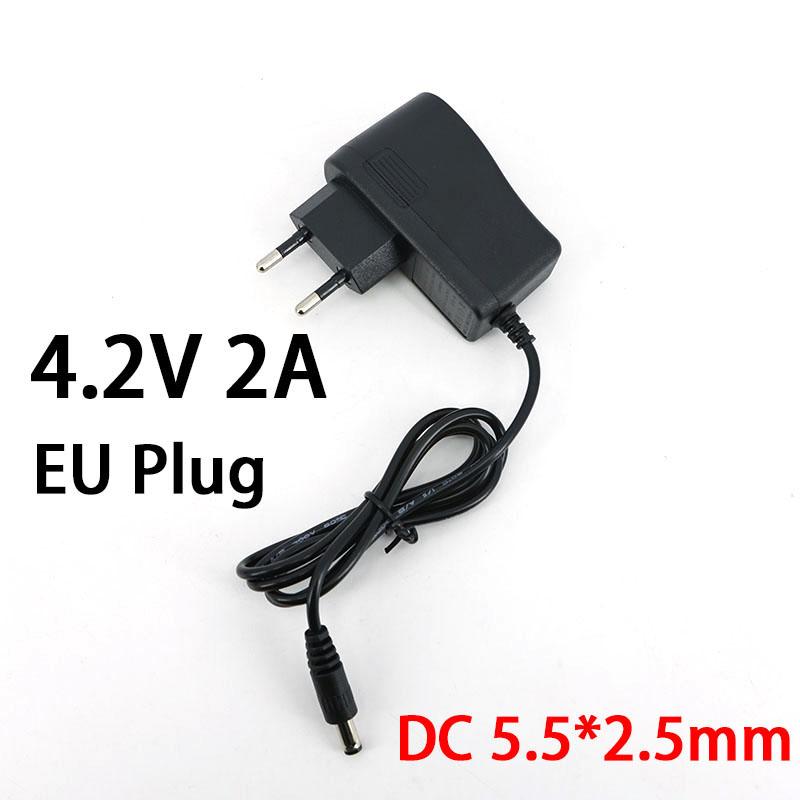 

AC 100-240V DC 4.2V 0.5A 500mA 2A 2000mA 5.5x2.5mm 3.5x1.35mm Адаптер питания Зарядное устройство для 1S 2S 3S 4S 18650 аккумулятора Lithium 4.2V 2A EU Plug