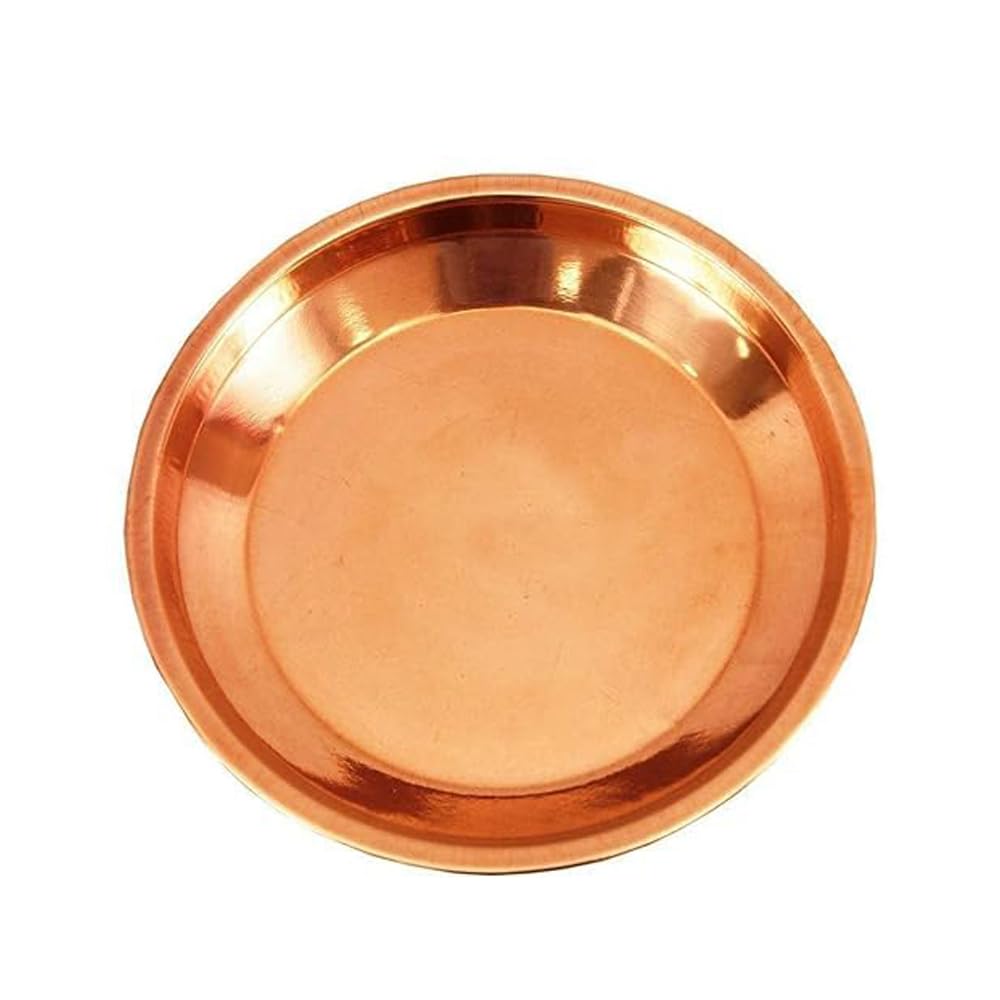 RSINC Copper Pooja Thali Plate, Copper Taman for Pooja (7.5 inch) | Pooja Samagri Keeping Items Thalis Mandir Diyas Aarti Deepa Decoration Pack of 2 |