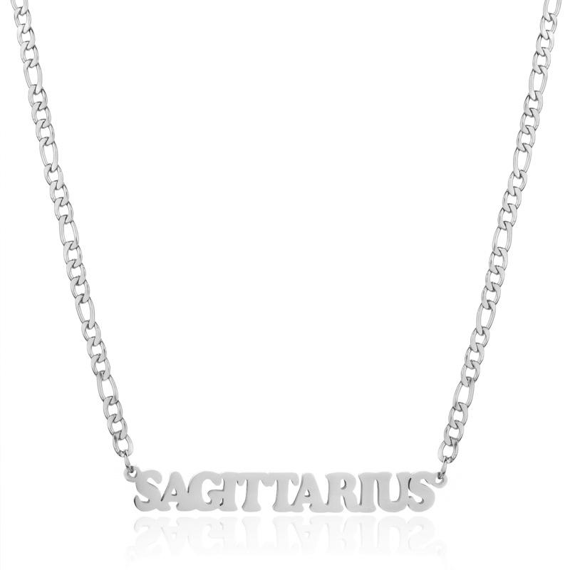 Gold/Silver/Rose Gold Color Twelve Constellations Stainless Steel NK Chain Pendant Necklace Female Jewelry 18+2in